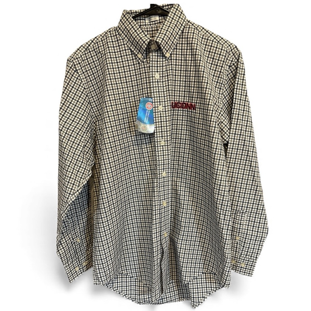 UConn Huskies Button Down Shirt Campus Specialties Small Gingham NWT